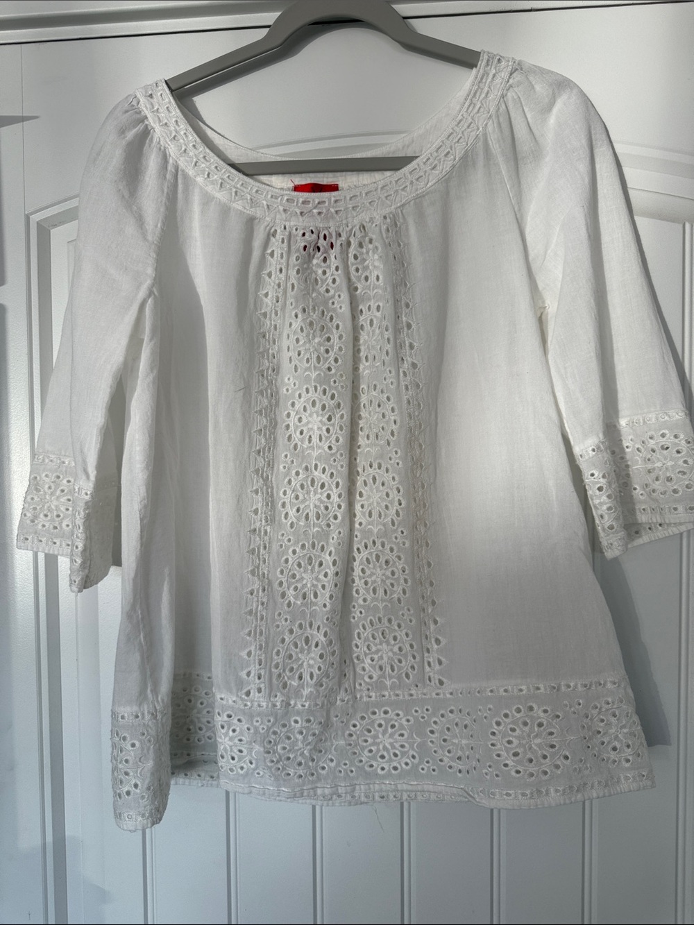 Christina White Eyelet Peasant Blouse